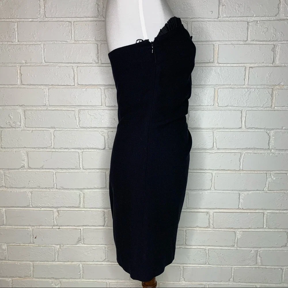 Paul & Joe's Strapless Black Wool Crepe Cocktail Mini Sweetheart Dress Women 6 - Picture 5 of 14